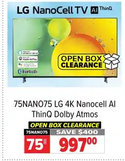 2001 Audio Video 75NANO75 4K Nanocell AI ThinQ Dolby Atmos offer