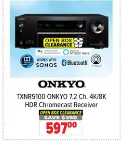 2001 Audio Video TXNR5100 ONKYO 7.2 Ch. 4K/8K HDR Chromecast Receiver offer