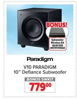 2001 Audio Video V10 PARADIGM 10 Defiance Subwoofer offer