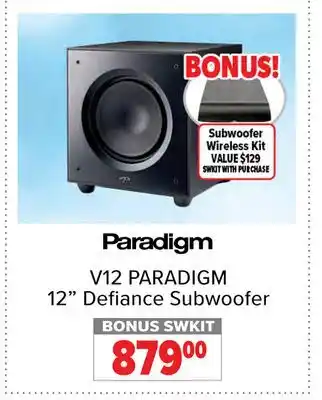 2001 Audio Video V12 PARADIGM 12 Defiance Subwoofer offer