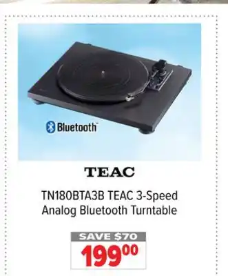 2001 Audio Video TN180BTA3 TEAC 3-Speed Analog Bluetooth Turntable offer