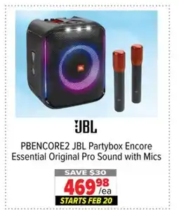 2001 Audio Video PBENCORE2 JBL Partybox Encore Essential Original Pro Sound with Mics offer