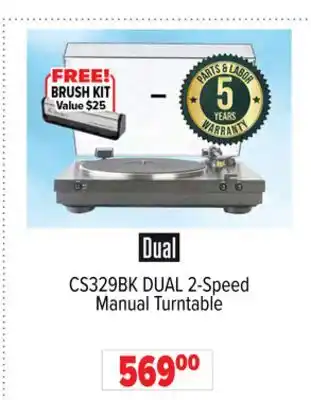 2001 Audio Video CS329BK DUAL 2-Speed Manual Turntable offer