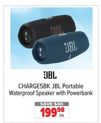 2001 Audio Video CHARGE5BK JBL Portable Waterproof Speaker with Powerbank offer