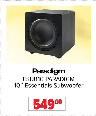 2001 Audio Video ESUB10 PARADIGM 10 Essentials Subwoofer offer