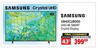 2001 Audio Video UN43CU8000 SAMSUNG Crystal UHD 4K 43 offer