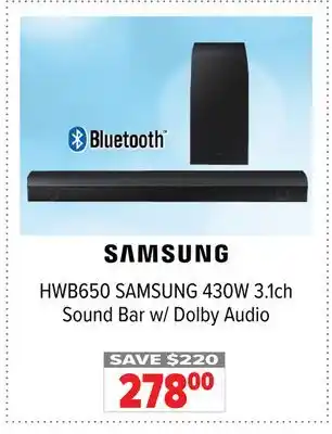 2001 Audio Video HWB650 SAMSUNG 430W 3.1ch Sound Bar w/ Dolby Audio offer