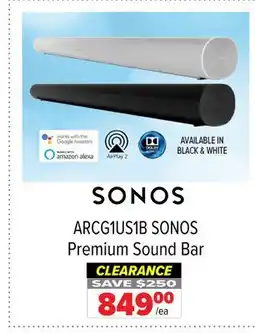 2001 Audio Video ARCG1US1B SONOS Premium Sound Bar offer