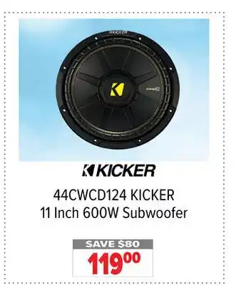 2001 Audio Video 44CWCD124 KICKER 11 Inch 600W Subwoofer offer