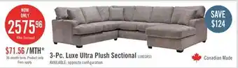 The Brick Made in Canada Luxe 3-Piece Right-Facing Fabric Sectional with Removable Cushions - Zaftig Dove Grey offer