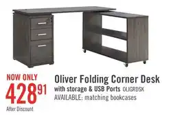The Brick Oliver 60 Folding Corner Office Desk with Storage & USB Ports - Grey offer