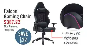 The Brick Falcon 30 Ergonomic Gaming Chair with Built-In Bluetooth Speakers & LED Lighting - Black offer