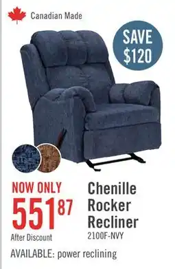 The Brick Made in Canada 35 Chenille Fabric Rocker Reclining Chair - Navy Blue offer