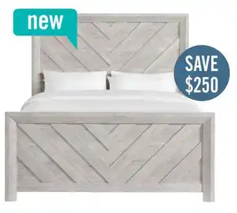 The Brick Lark Panel Bed with Headboard & Frame, Chevron Pattern, Rustic White - Queen Size offer