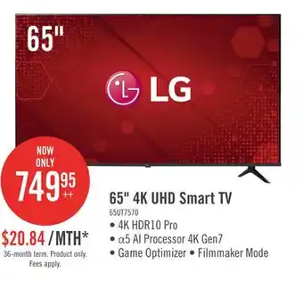 The Brick LG 65 4K UHD HDR10+ HGiG 60Hz webOS Smart TV (65UT7570PUB) offer