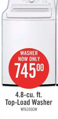 The Brick LG 4.8 Cu. Ft. Top-Load High-Efficiency Washer - White - WT6105CW offer