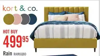 The Brick Kort & Co. Rain Upholstered Platform Bed in Green Fabric, Tufted - Queen Size offer