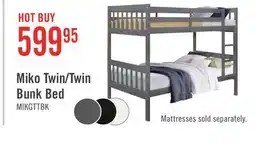 The Brick Miko Bunk Bed with Ladder & Guard Rail for Kids, Grey - Twin/Twin offer