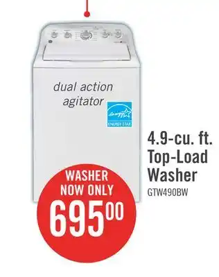 The Brick GE 4.9 Cu. FT. Top Load Dual Action Agitator Washer with SaniFresh Cycle - GTW490BMRWS offer