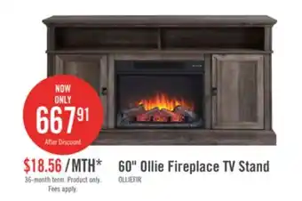 The Brick Ollie 60 Electric Fireplace TV Stand with Storage and Cable Management for TVs up to 65- Grey offer