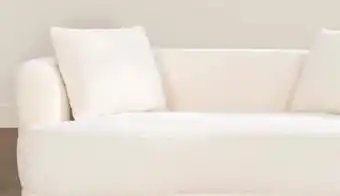 The Brick Moon 78 Fabric Curved Loveseat with Accent Pillows - Wooly Almond White offer