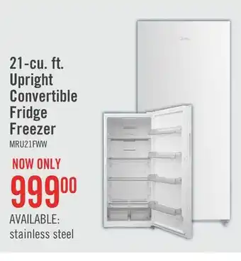 The Brick Midea 21 Cu. Ft. Convertible 2-in-1 Upright Refrigerator-Freezer - White - MRU21F6AWW offer