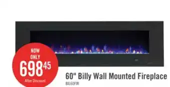 The Brick Billy 60 Modern Wall Mounted Electric Fireplace - Black offer