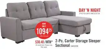 The Brick Carter 2-Piece Right-Facing Linen-Look Fabric Sleeper Sectional with Storage Chaise - Solis Grey offer