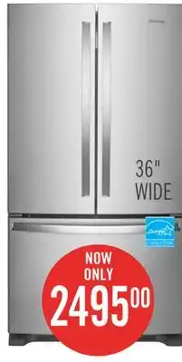 The Brick Whirlpool 36 25 Cu. Ft. French-Door Refrigerator with Interior Water Dispenser - WRFF3236RZ offer