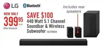 The Brick LG 5.1 CH Bluetooth Dolby Digital Soundbar with Rear Speakers and Wireless Subwoofer (S60TR.ACANLLK) offer