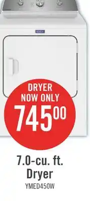 The Brick Maytag 7 Cu. Ft. Electric Dryer - White - YMED4500MW offer