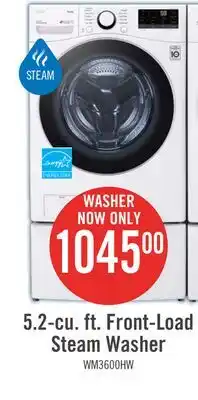 The Brick LG 5.2 Cu. Ft. Smart Front-Load High-Efficiency Steam Washer - White - Stackable - WM3600HWA offer