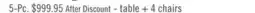 The Brick Burk 5pc Dining Set with Table & 4 Chairs, Resin Marble-Look Top, 72W - Black/Grey offer