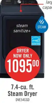 The Brick Samsung 7.4 Cu. Ft. Electric Dryer with Steam - Navy - DVE54CG7155DAC offer