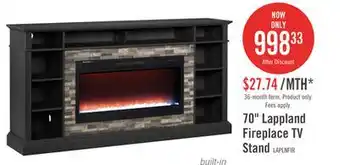 The Brick Lappland 70 Electric Fireplace TV Stand with Storage and Cable Management for TVs up to 80- Black offer