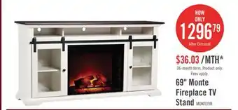 The Brick Monte 69 Electric Fireplace TV Stand with Storage and Cable Management for TVs up to 75- White offer