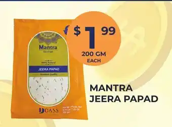 Food World Supermarket MANTRA JEERA PAPAD offer