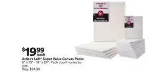 Michaels Artist's Loft Super Value Canvas Packs offer