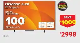 Visions Electronics Hisense 100 QLED NATIVE 144Hz PANEL QD7N Smart TV offer