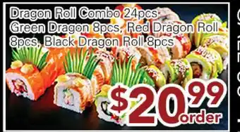 Ample Food Market Dragon Roll Combo 24pcs Green Dragon 8pcs, Red Dragon Roll 8pcs,Black Dragon Roll 8pcs offer