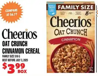 Len's Mill Stores CHEERIOS OAT CRUNCH CINNAMON CEREAL offer