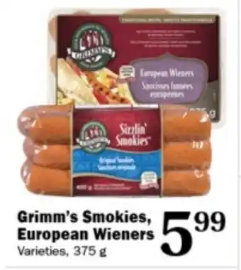 Ferraro Foods Grimm's Smokies, European Wieners offer