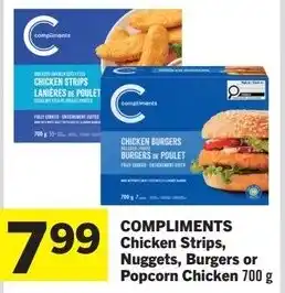 Co-op Atlantic COMPLIMENTS Chicken Strips, Nuggets, Burgers or Popcorn Chicken offer