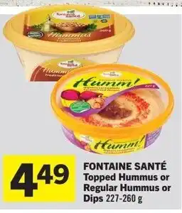 Co-op Atlantic Fontaine santé topped hummus or regular hummus or dips offer