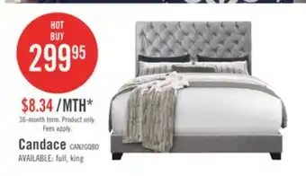 The Brick Candace Upholstered Bed in Velvet Grey Fabric, Button Tufted - Queen Size offer