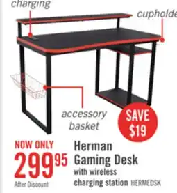 The Brick Herman 50 Gaming Office Desk - Black with Red Trim offer