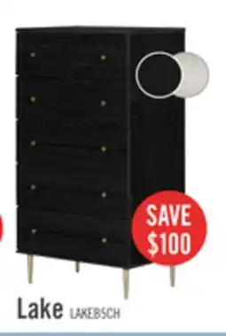 The Brick Lake Bedroom Chest of Drawers, 5-Drawer, 29W x 52H, Made in Canada, Glam - Black offer