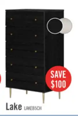 The Brick Lake Bedroom Chest of Drawers, 5-Drawer, 29W x 52H, Made in Canada, Glam - Black offer