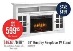 The Brick Huntley 59 Electric Fireplace TV Stand with Storage and Cable Management for TVs up to 65- White offer