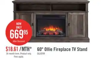 The Brick Ollie 60 Electric Fireplace TV Stand with Storage and Cable Management for TVs up to 65- Grey offer